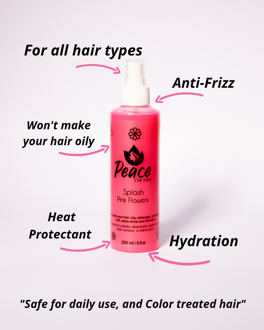 Pink Flowers "Peace For Hair" Spray.